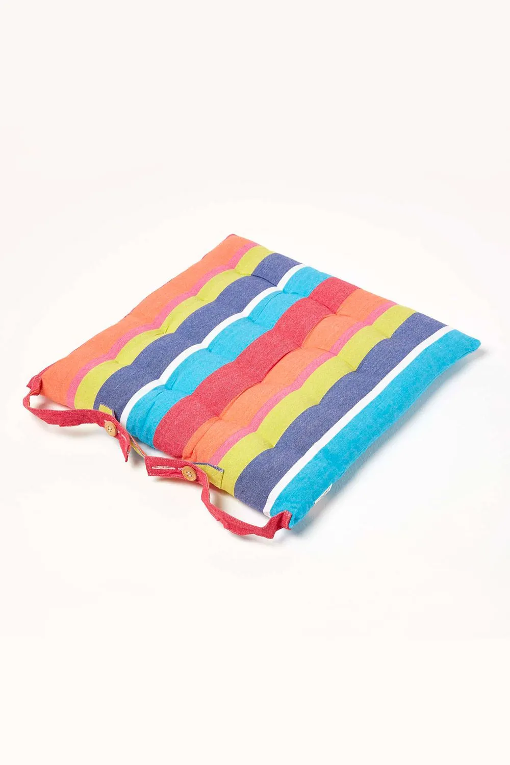 Homescapes Seat Pad Luxury Cotton Multi Striped Indoor Outdoor Garden Cushion, 40cm 3