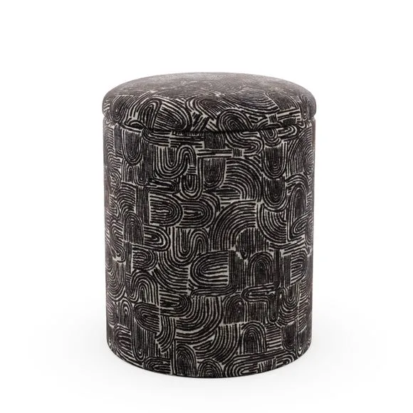 Tray Table Monochrome Swirl Storage Footstool 5