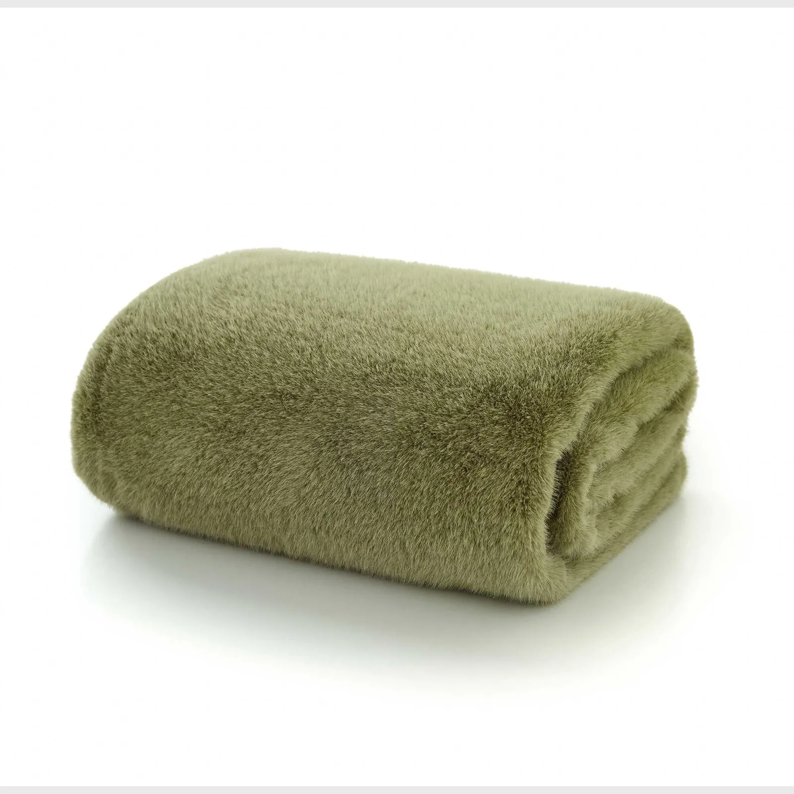 Sage Faux Fur Throw Blanket, Green Polyester | Barker & Stonehouse