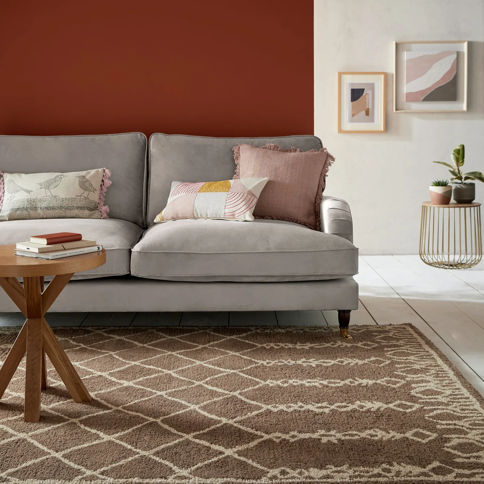 Salma Moroccan Wool Shaggy Rug Brown