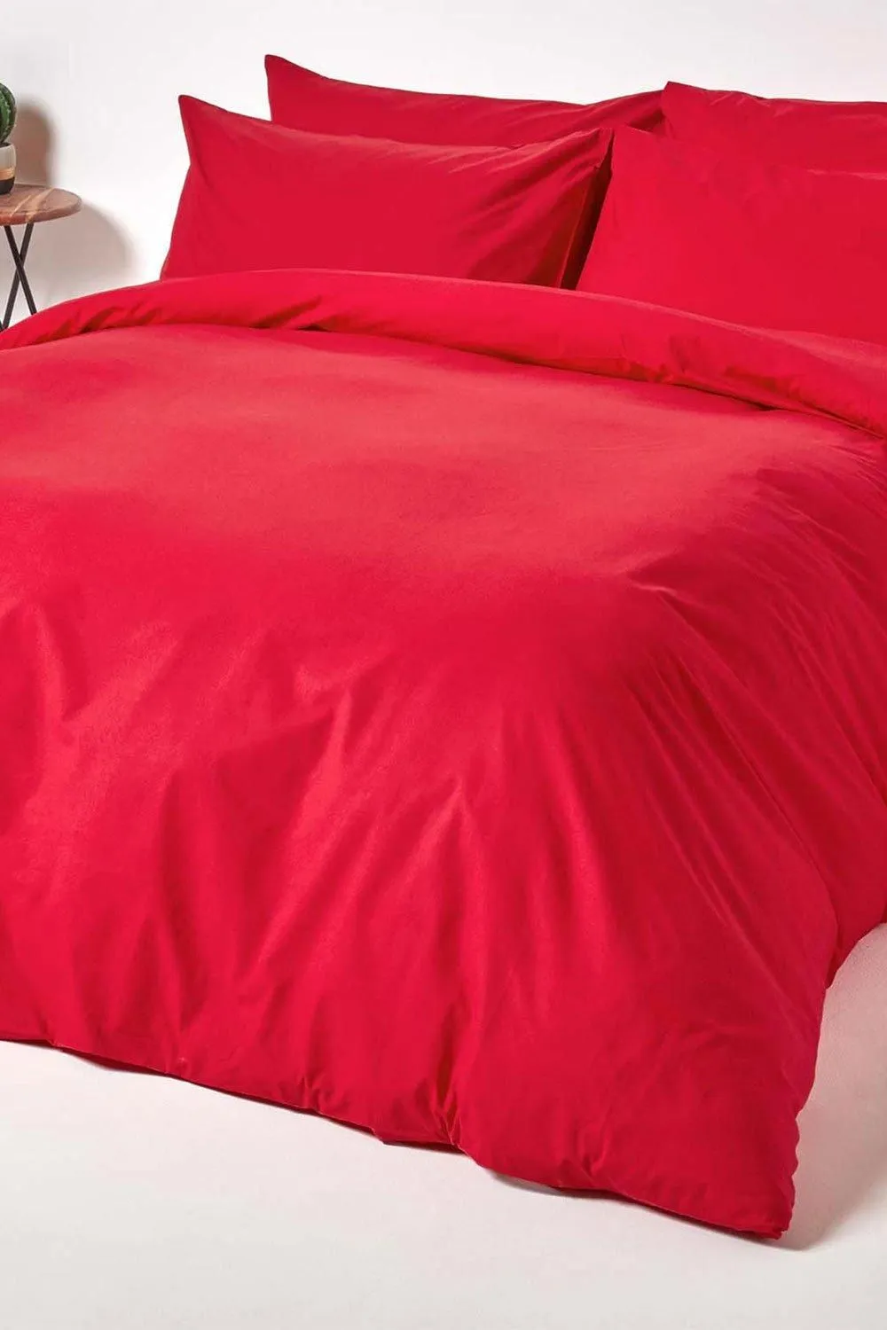 Homescapes Egyptian Cotton Duvet Cover with Pillowcase, 200 TC in Red 2