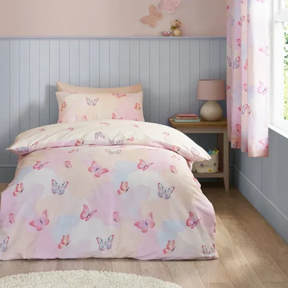 Catherine Lansfield Ombre Butterflies Duvet Cover & Pillowcase Set 1