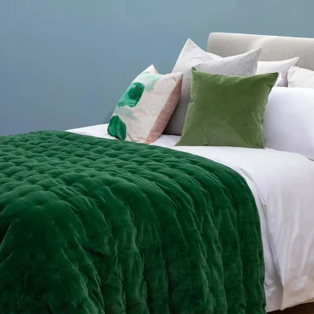 Heal's Velvet Quilt Emerald Green 140 x 200cm 4