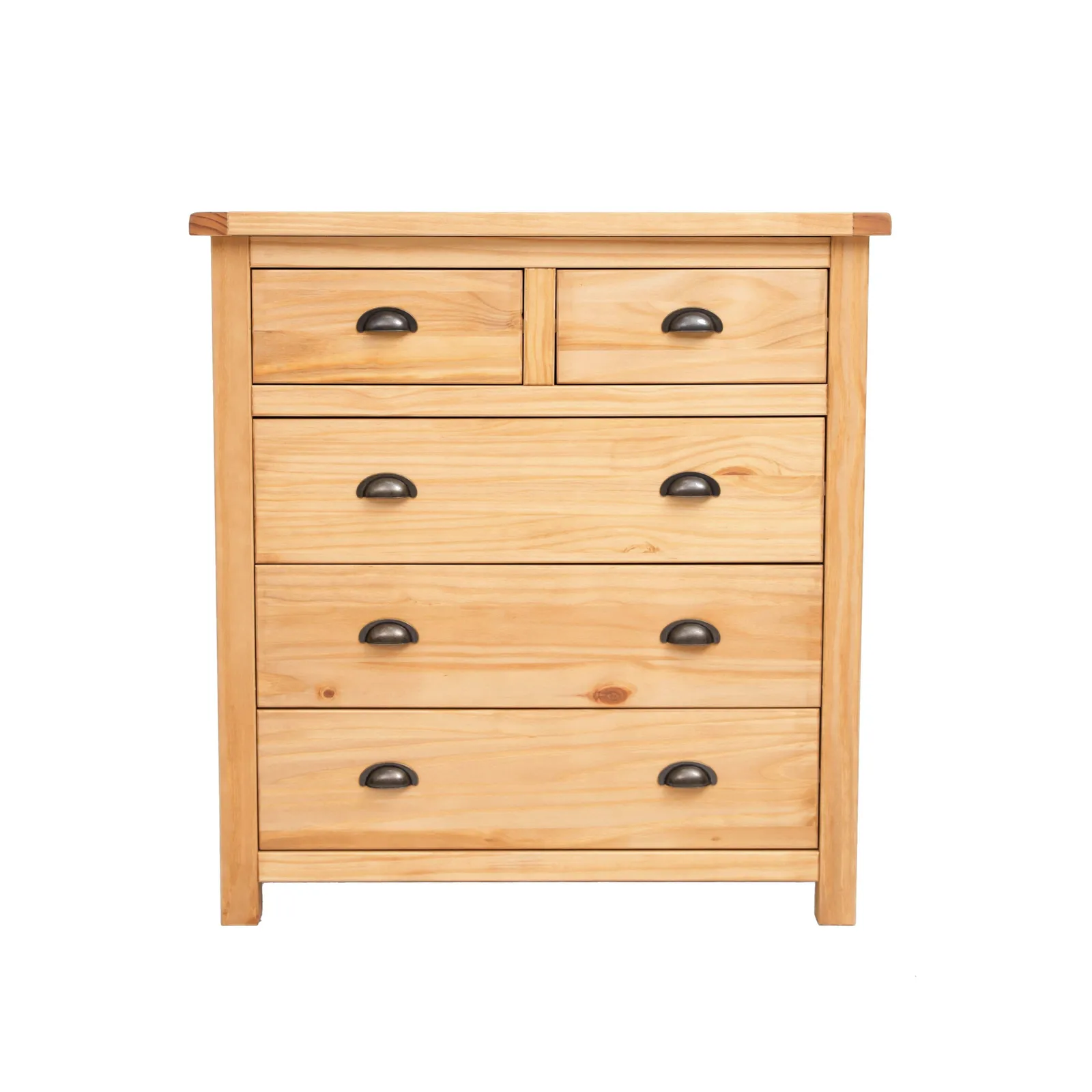 Cabinet Bits Lugo 5 Drawer Chest of Drawers Brass Cup Handle in Light Brown