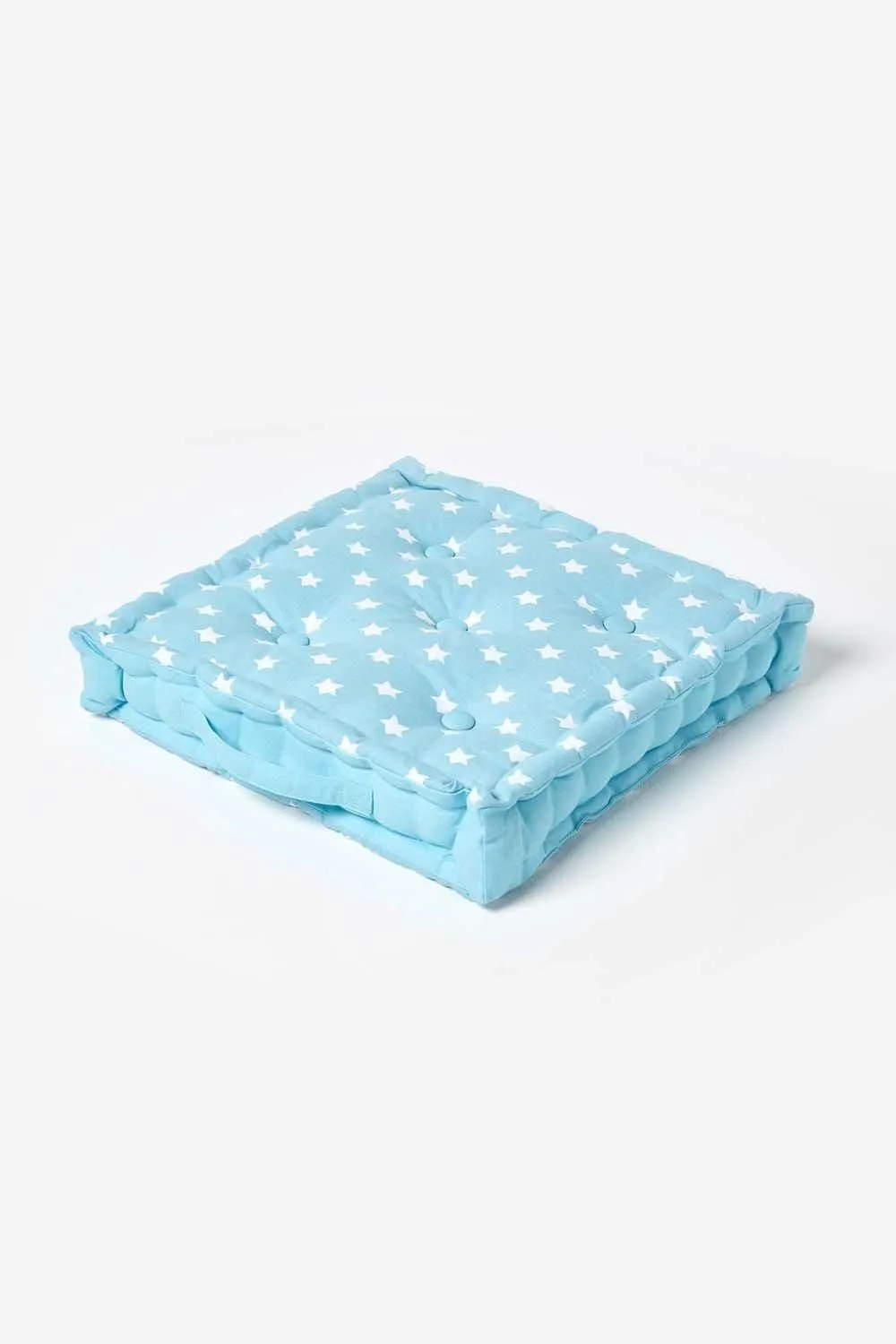 Homescapes Cotton Stars Floor Cushion in Blue