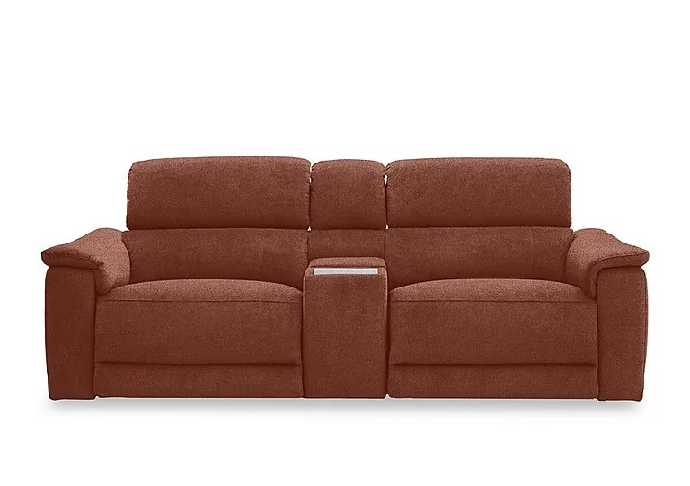 Genius Fabric 3 Seater Power Recliner Media Sofa with Power Headrests, Power Lumbar and Heated Seats