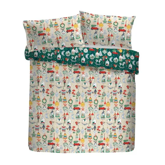 Fusion Christmas Ornaments Polycotton Duvet Cover & Pillowcase Set 5