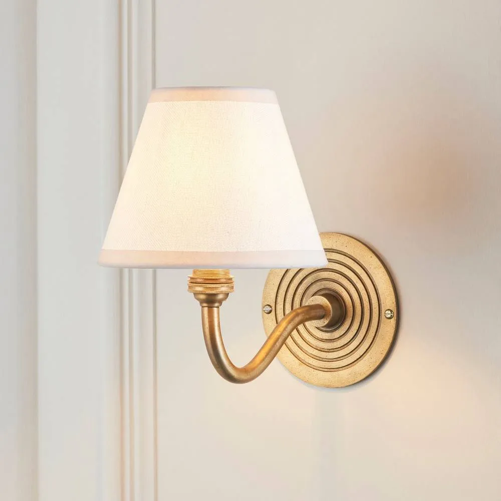 Netlighting Ripple Curve Brass Wall Light Fabric Ivy Shade 16cm B22 in White 2