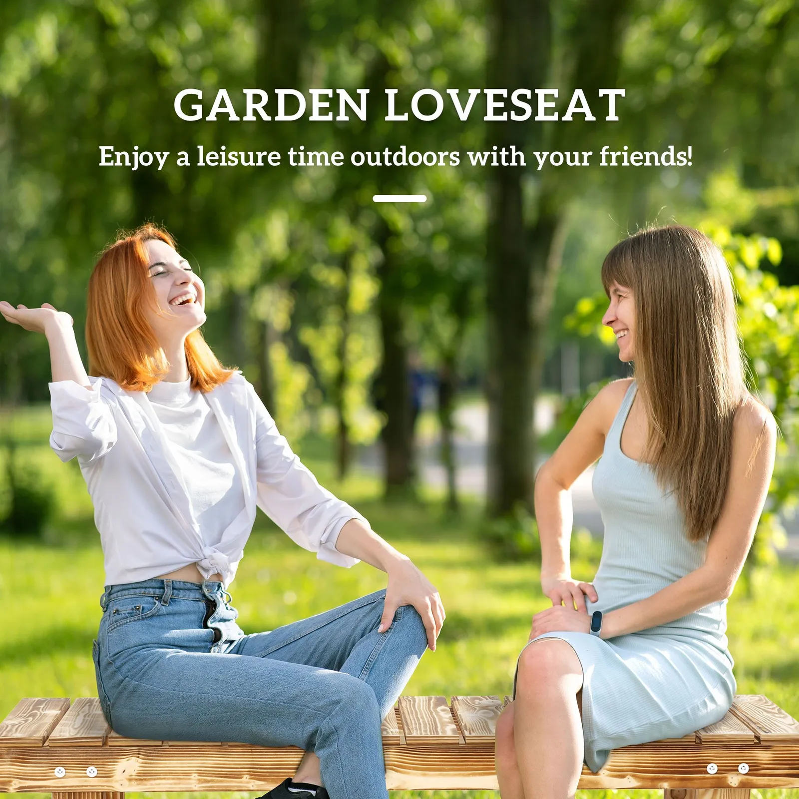 OUTSUNNY 1.1M Outdoor Garden Bench Patio Loveseat Fir Wood 2 Person in Chocolate 4