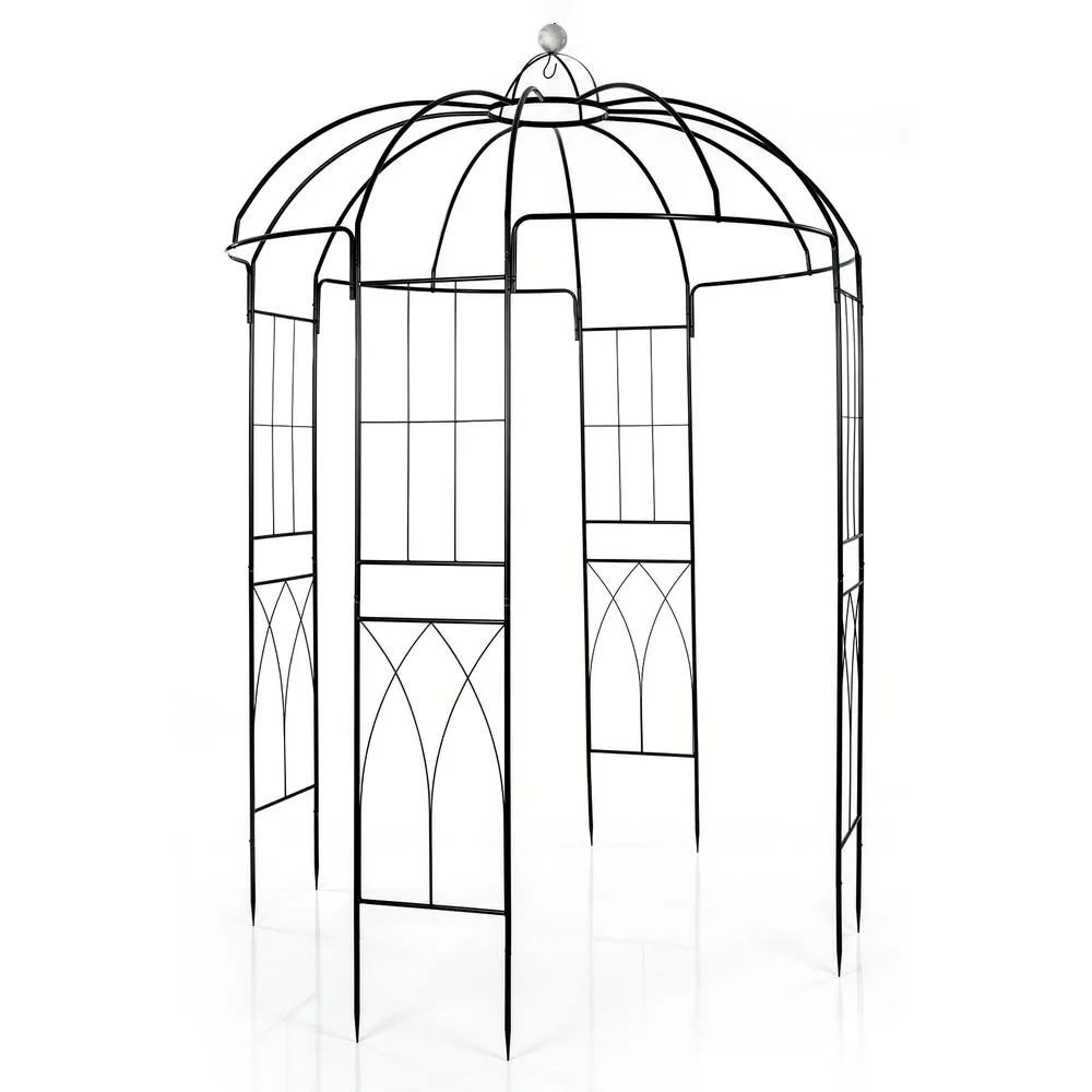 Costway Birdcage Gazebo Pergola 203x203x296cm Garden Pavilion Arch Arbour in Black