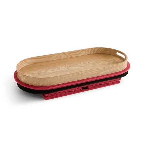 Recycled Velour Lozenge Ottoman with Tray 5