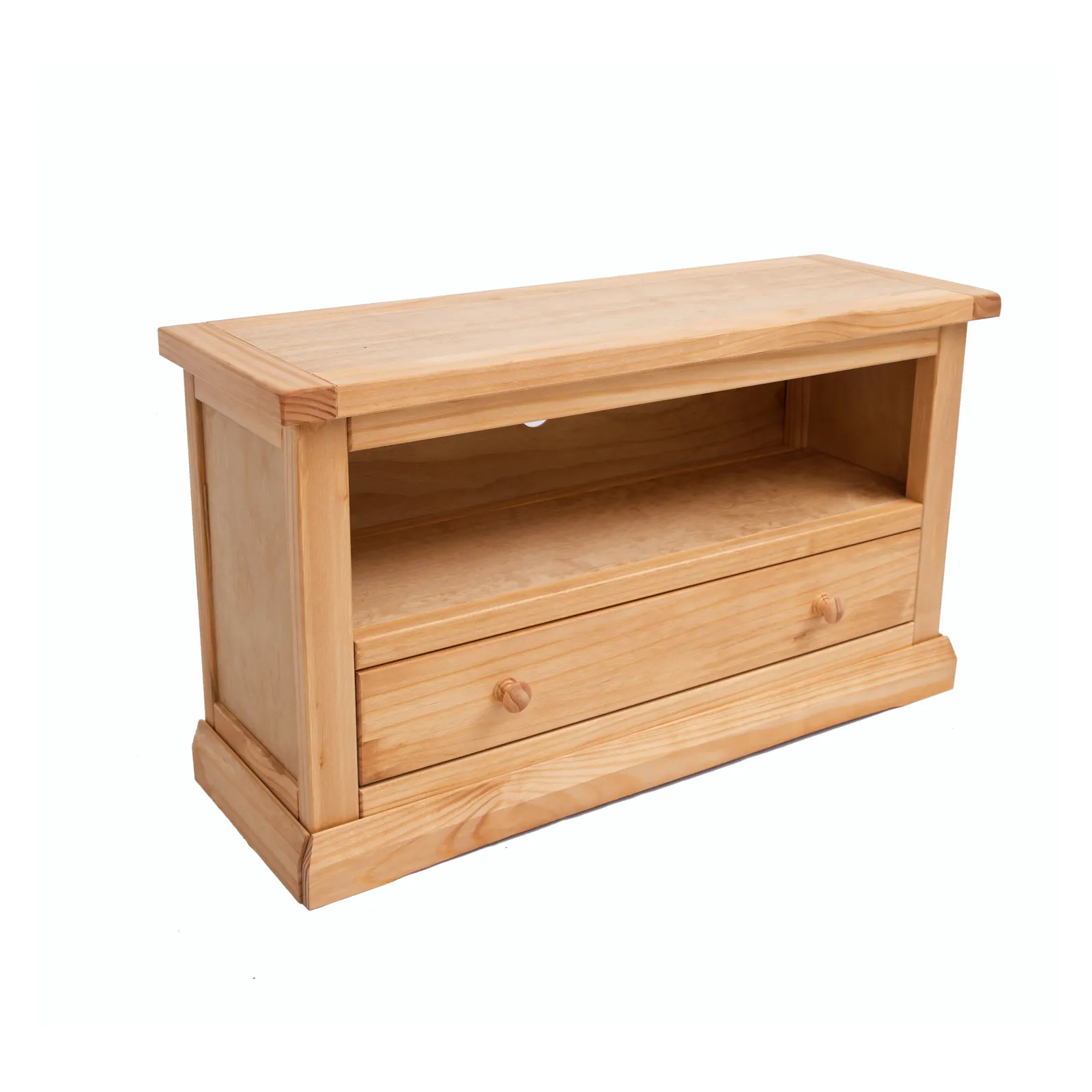 Cabinet Bits Lucca Waxed 1 Drawer TV Cabinet Wood Knob in Light Brown 3
