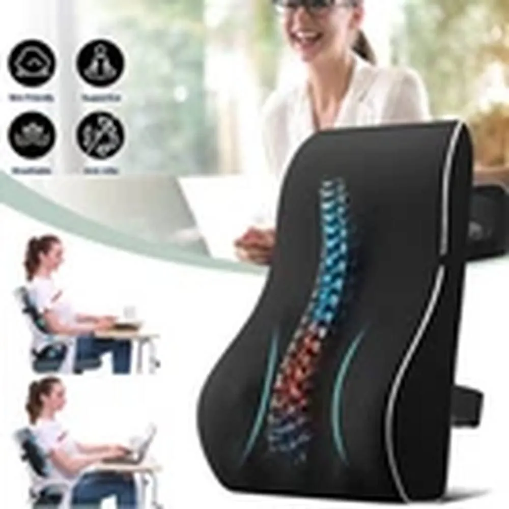 Havendro Lumbar & Back Support Pillow Memory Foam Back Cushion For Car Seat in Black