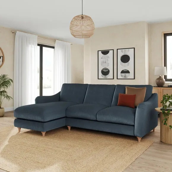 Hattie Matte Plush Velvet Corner Chaise Sofa 1