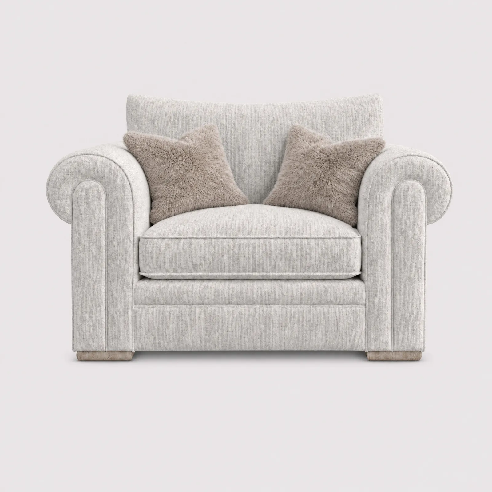 Beaumont Snuggler-Tyne Natural. 2 Scats Vanc Mink Armchair, Neutral Fabric | Barker & Stonehouse