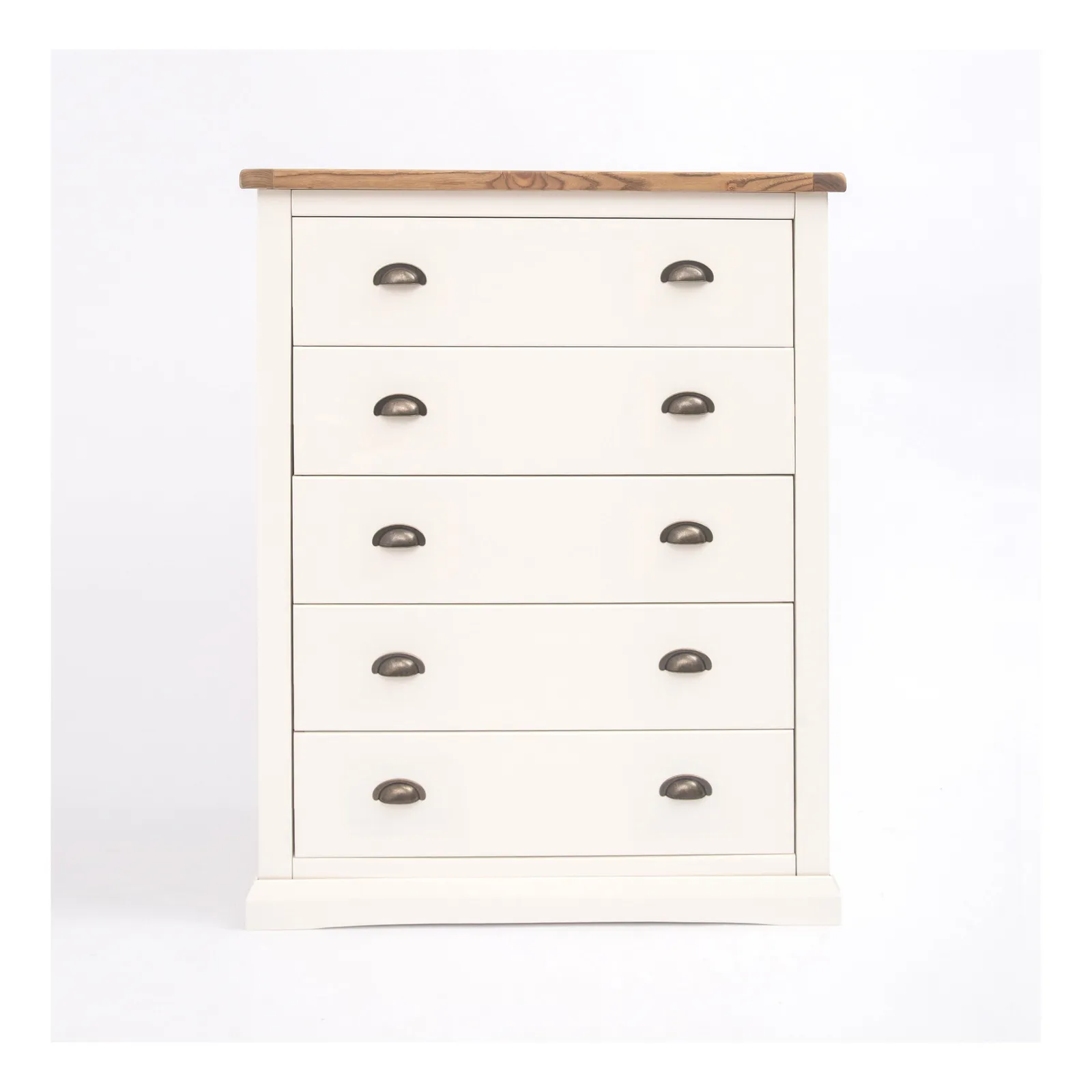 Cabinet Bits Cosenza 5 Drawer Chest of Drawers Brass Cup Handle in Off-White