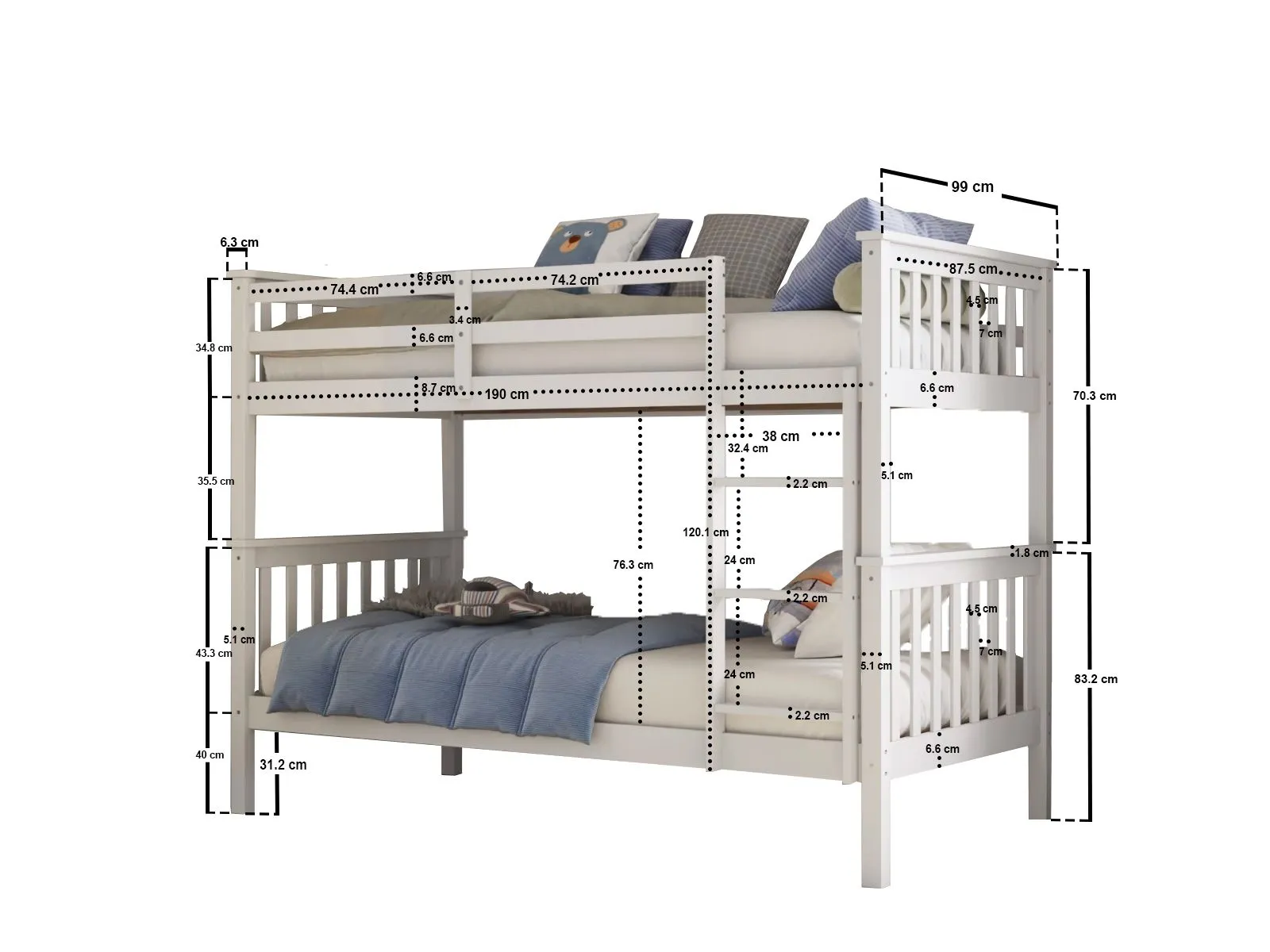 Flair Koop Detachable Bunk Bed in White 4