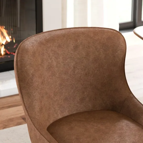 Montreal Set of 2 Fully Upholstered Dining Chairs, Faux Leather 3
