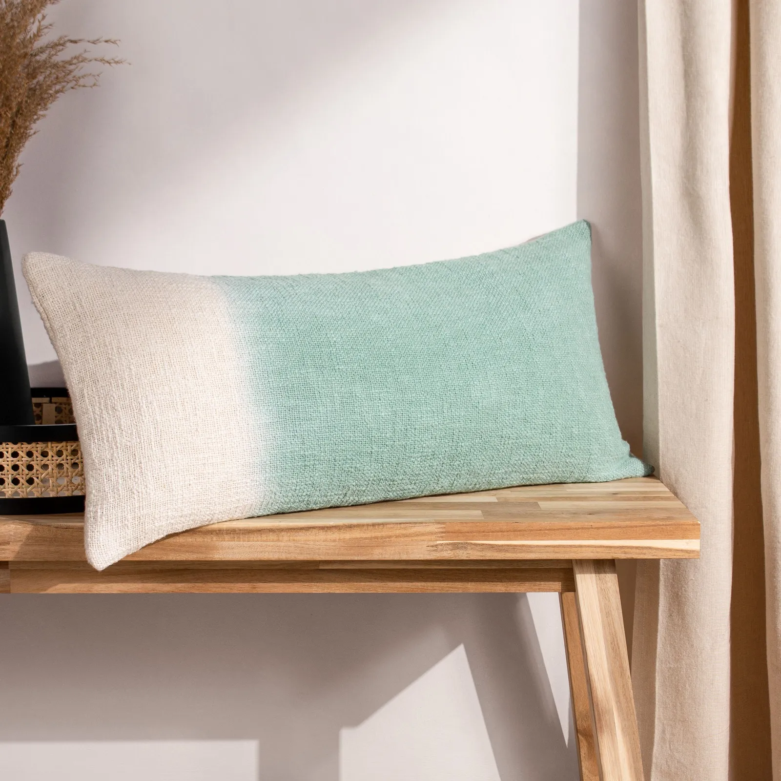 Furn Mizu Rectangular Dip Dye Cushion in Green