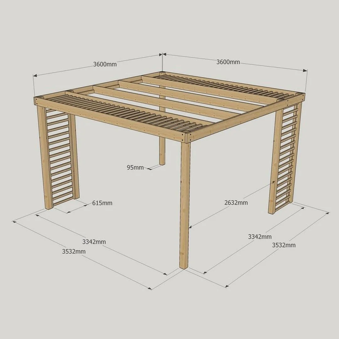 Rutland County Garden Furniture Ltd Panel Pergola - Wood - L360 x W360 cm - Light Green 5