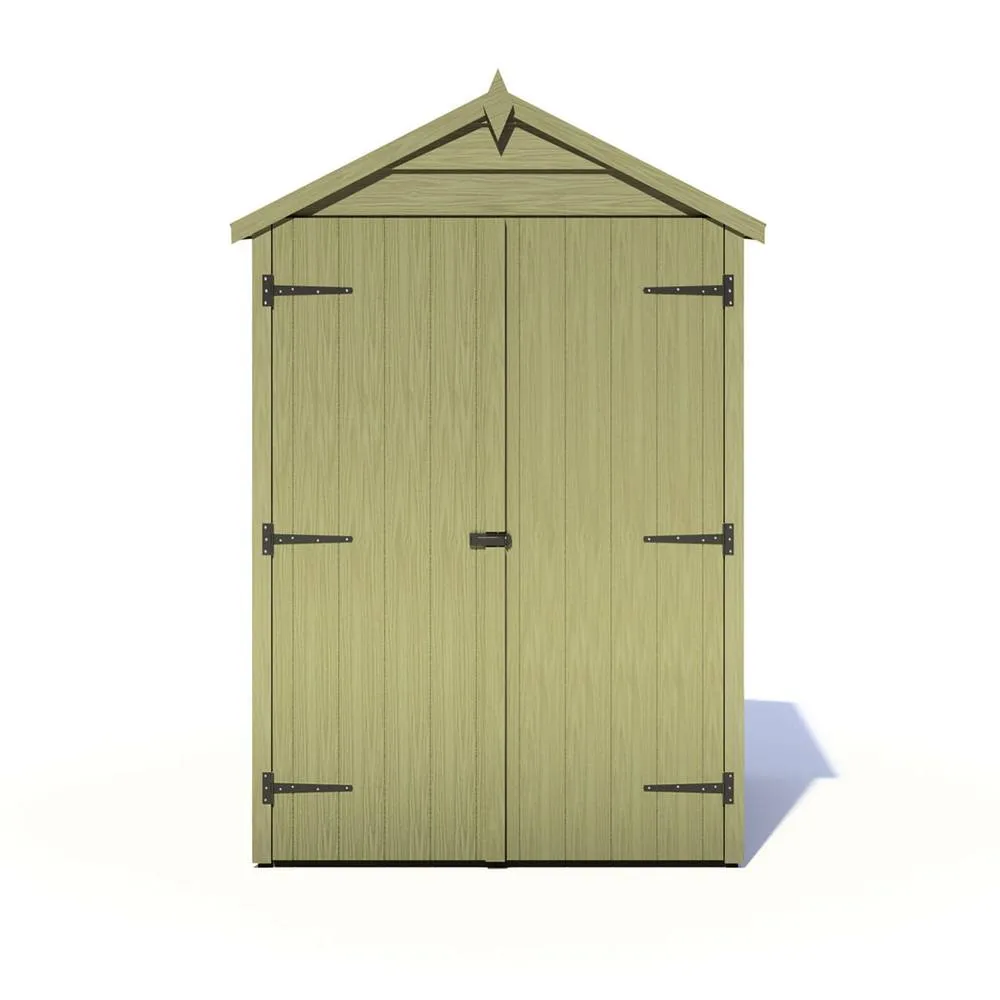 Shires Overlap 4 x 3 Feet Pressure Treated Apex Shed Double Door in Light Green