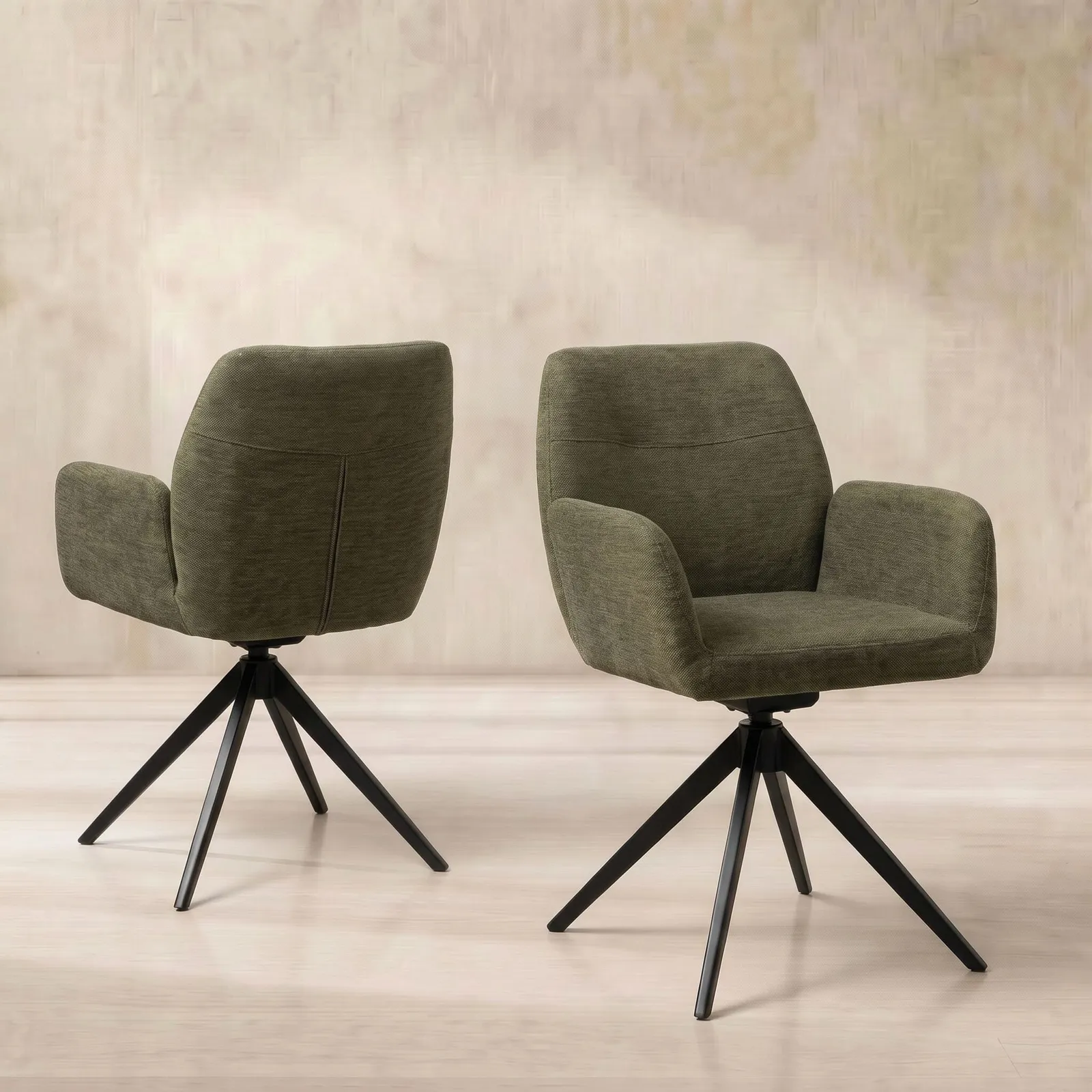 Sorelle Swivel Green Dining Chair With Arms Fabric | Barker & Stonehouse