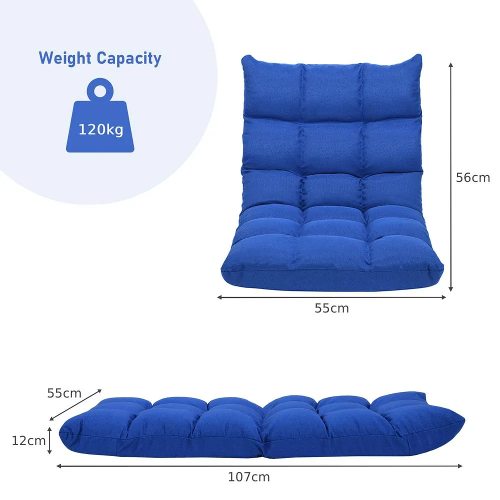 Costway 14-Position Adjustable Floor Chair Folding Video Gaming Sofa Chair in Blue 2