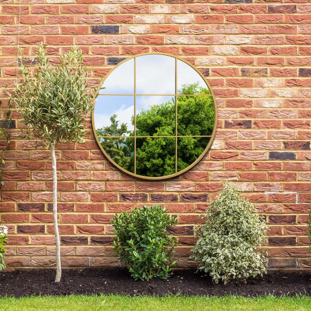 MirrorOutlet Gold Metal Frame Round Garden Wall Mirror 39" x 39" (100x100CM) 6