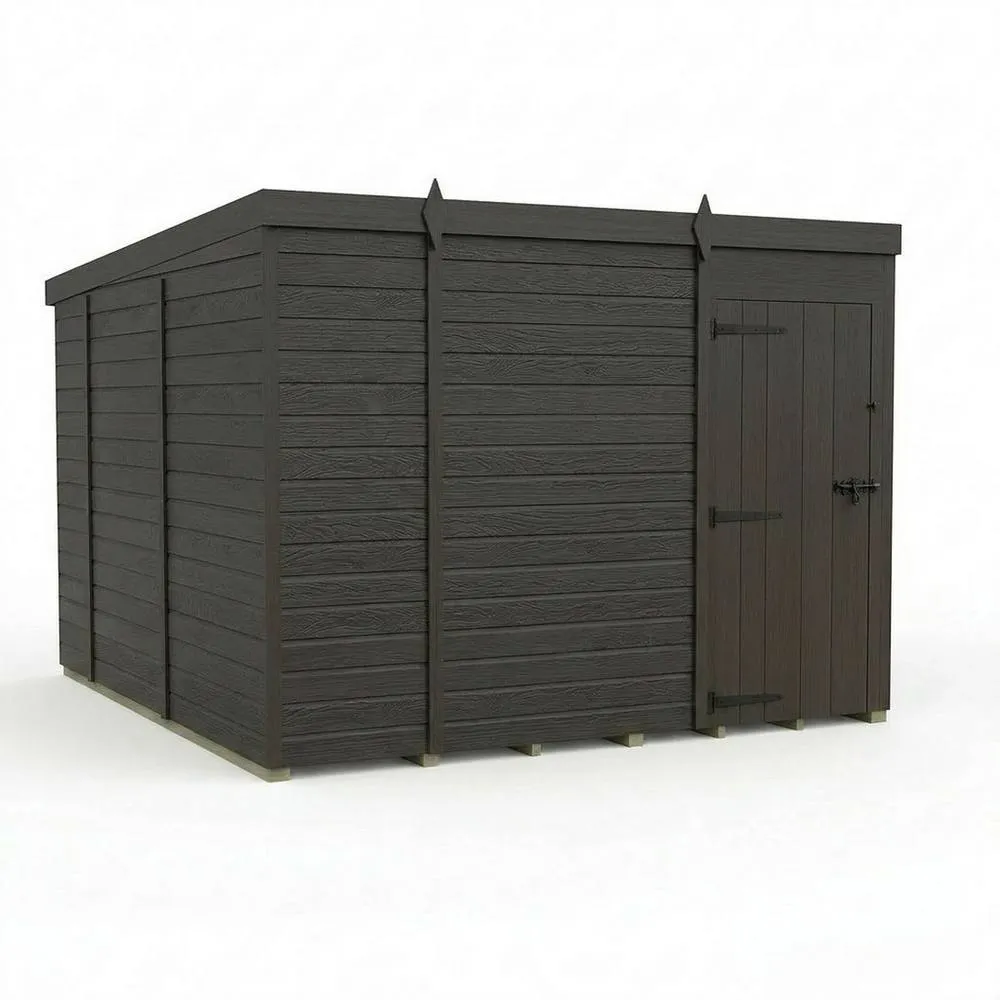 Buttercup Farm 9ft x 10ft Composite Pent Garden Shed Single Door No Windows - Grey
