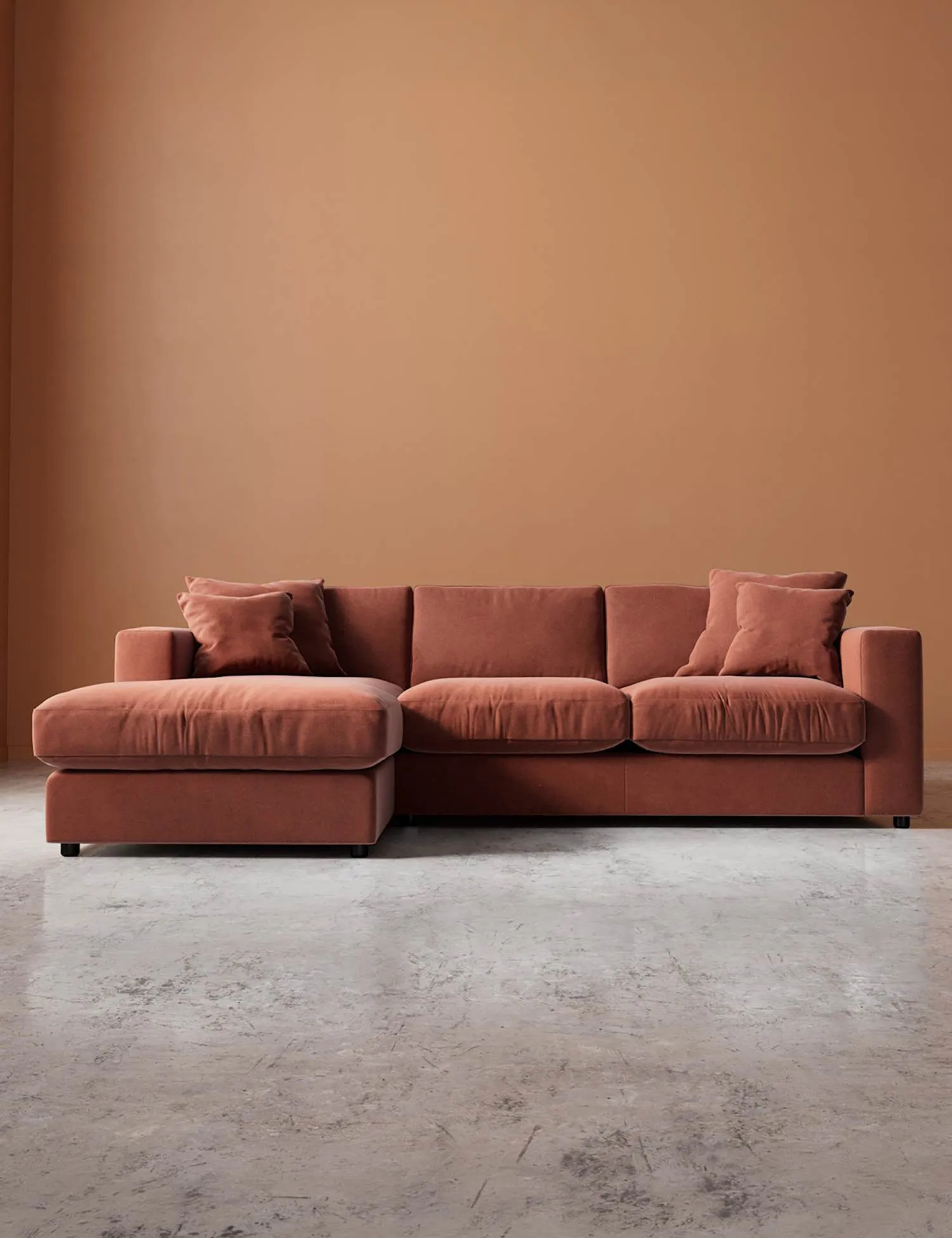 Swoon Easy Velvet Left Corner Sofa Brown