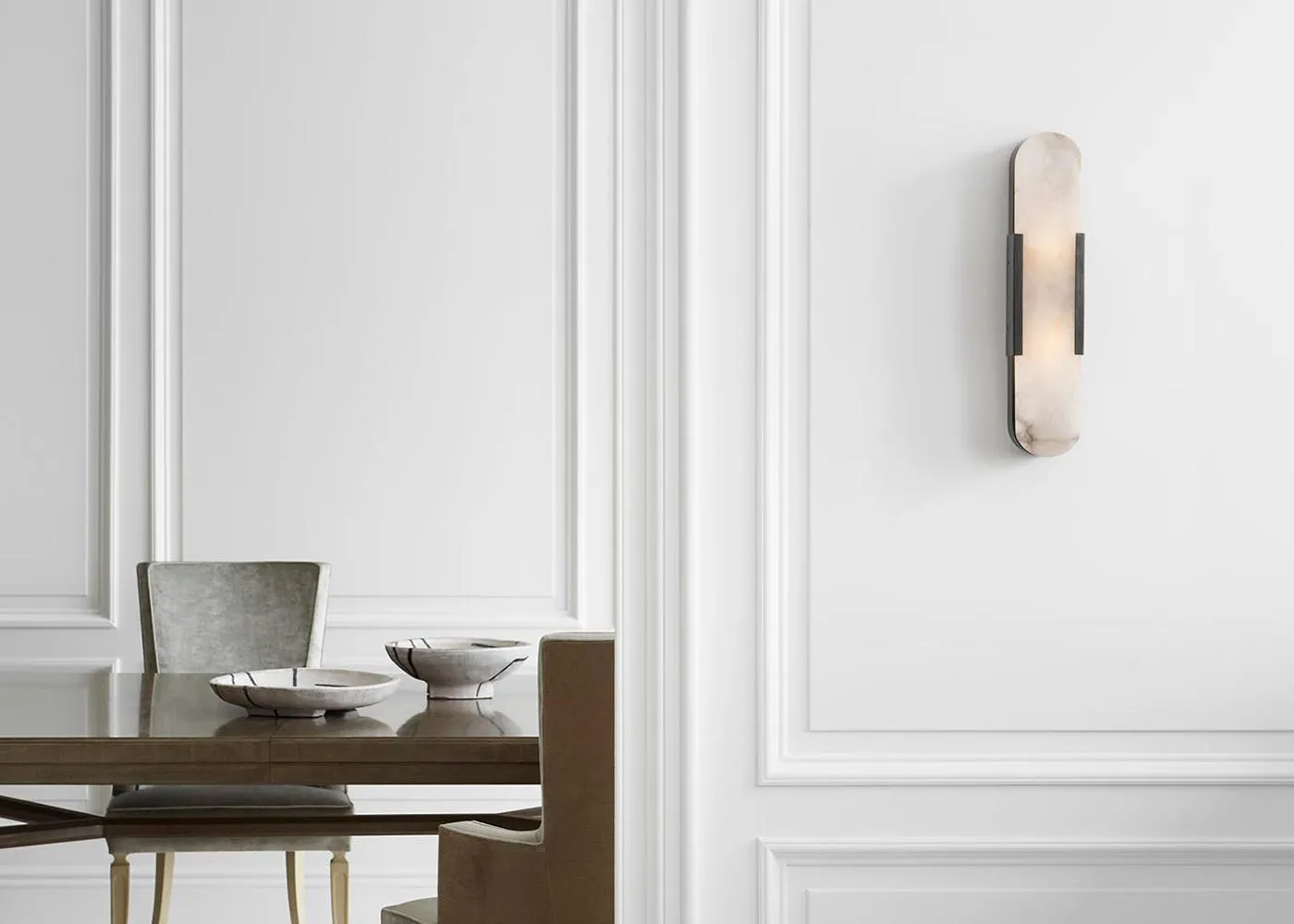 Visual Comfort Melange Elongated Sconce Wall Light Bronze & Alabaster 3