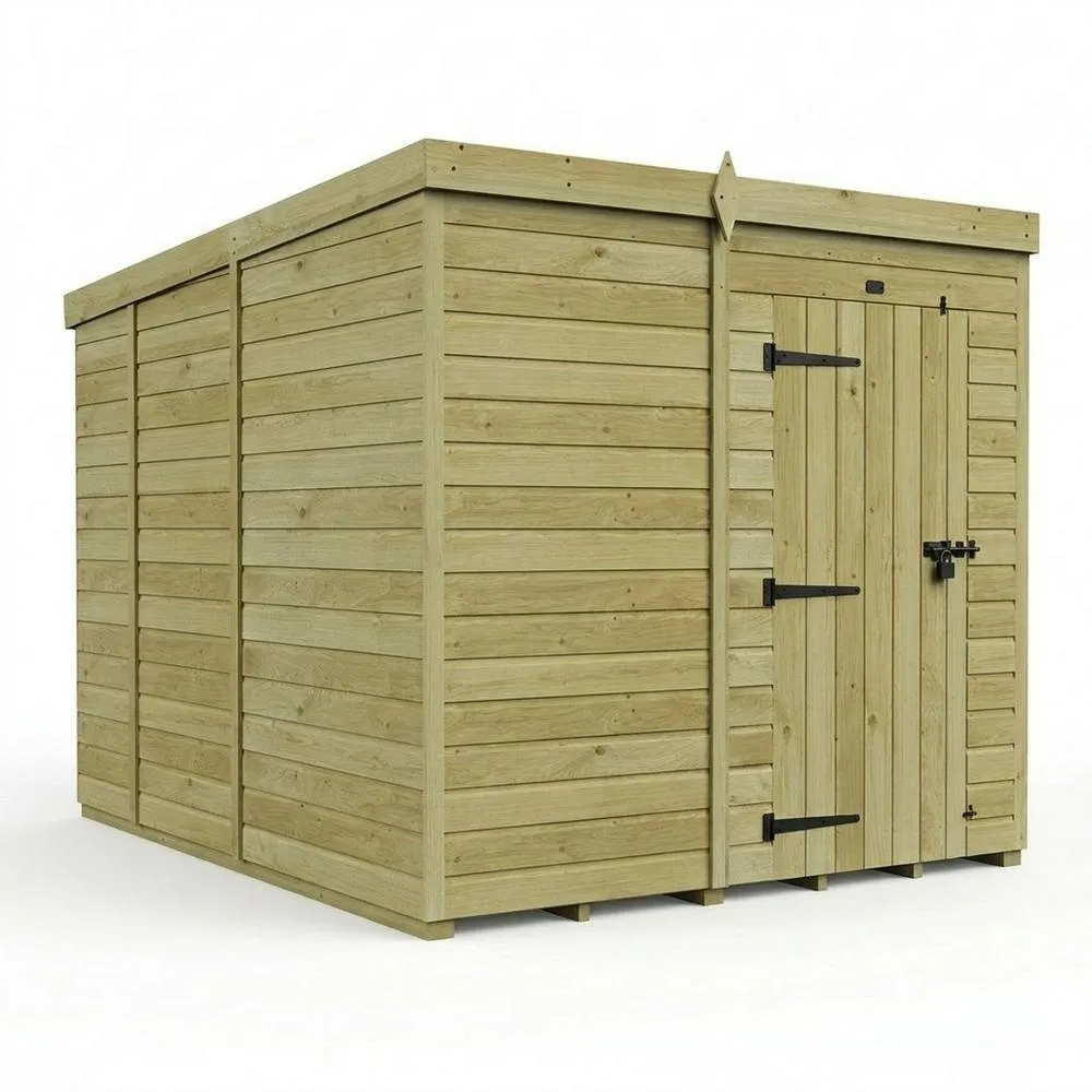 Buttercup Farm 7ft x 9ft Pent Garden Shed Single Door No Windows - Timber in Brown
