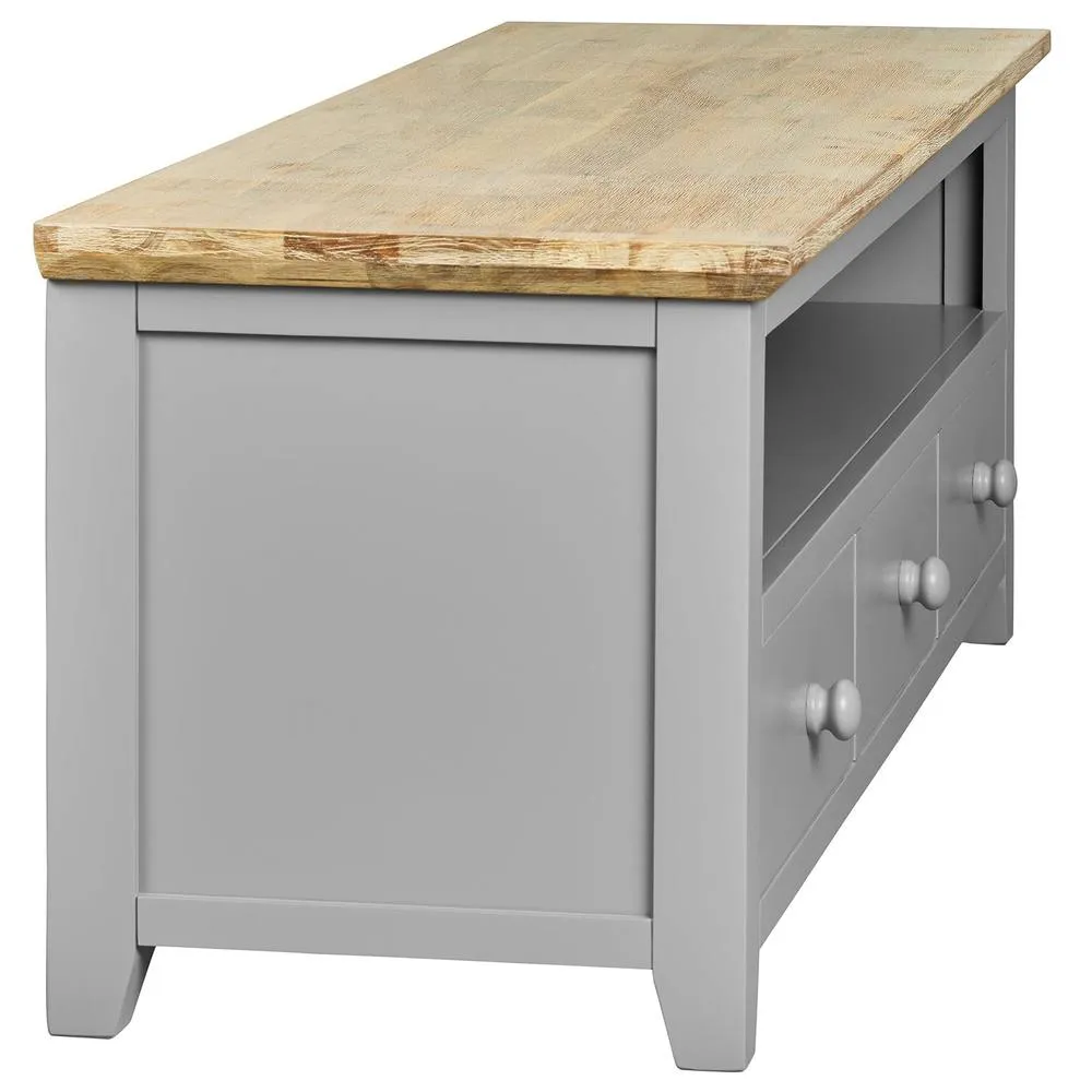 Statement Furniture Florence Large TV Stand with 3 Drawers & Shelf in Light Grey 3