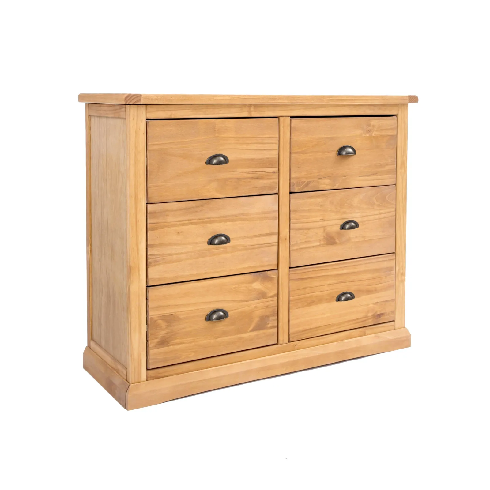 Cabinet Bits Lucca 6 Drawer Chest of Drawers Brass Cup Handle in Light Brown 2