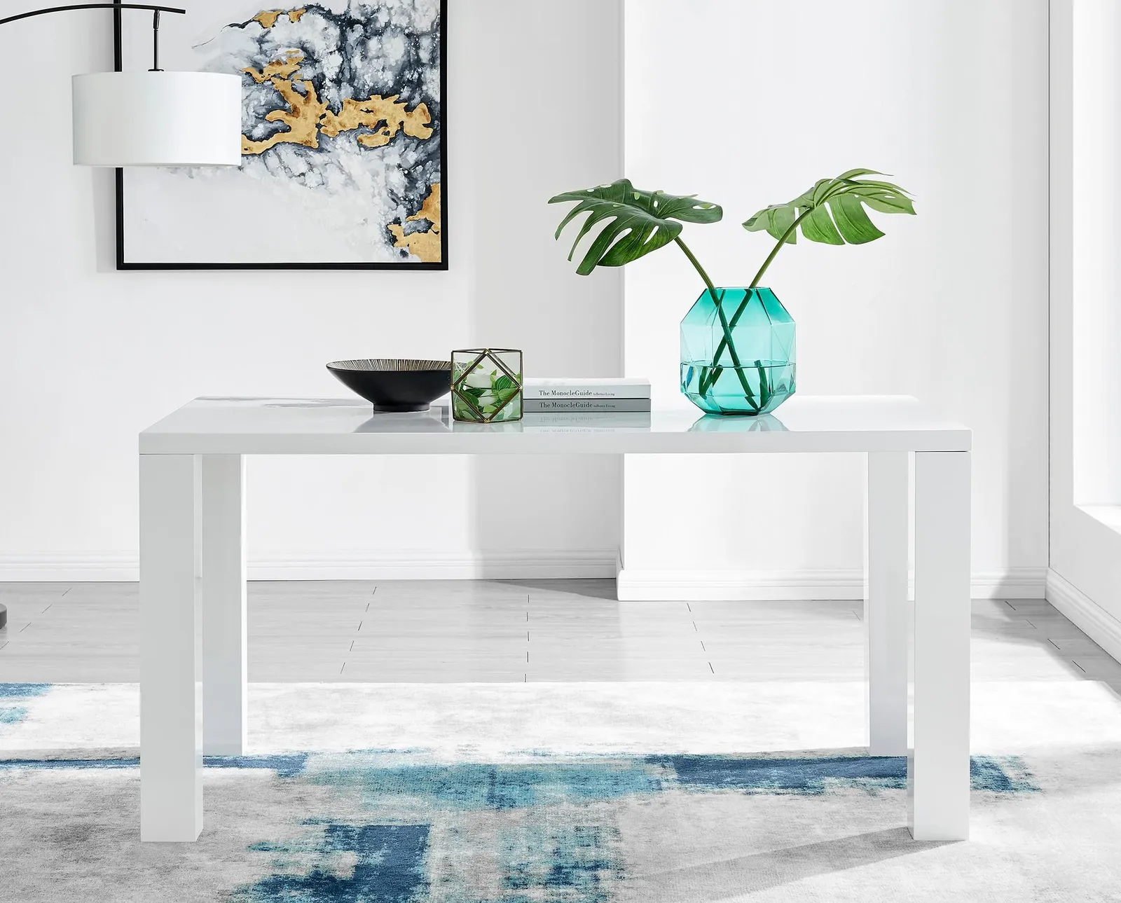FurnitureboxUK Pivero 150cm 6-Seater Modern High Gloss Dining Table in White 2