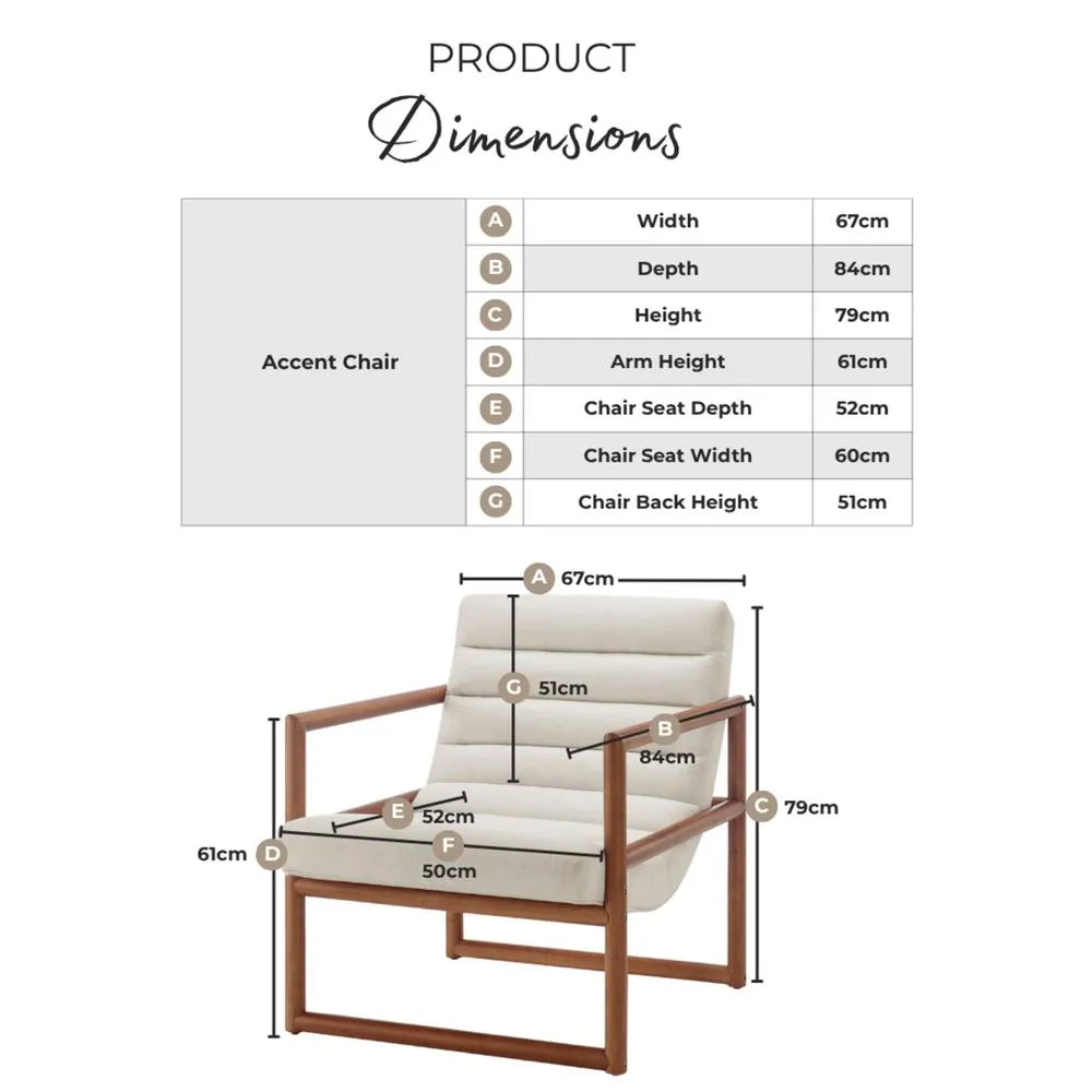 FurnitureboxUK Cassia Beige Fabric Mid Century Modern Accent Chair 2