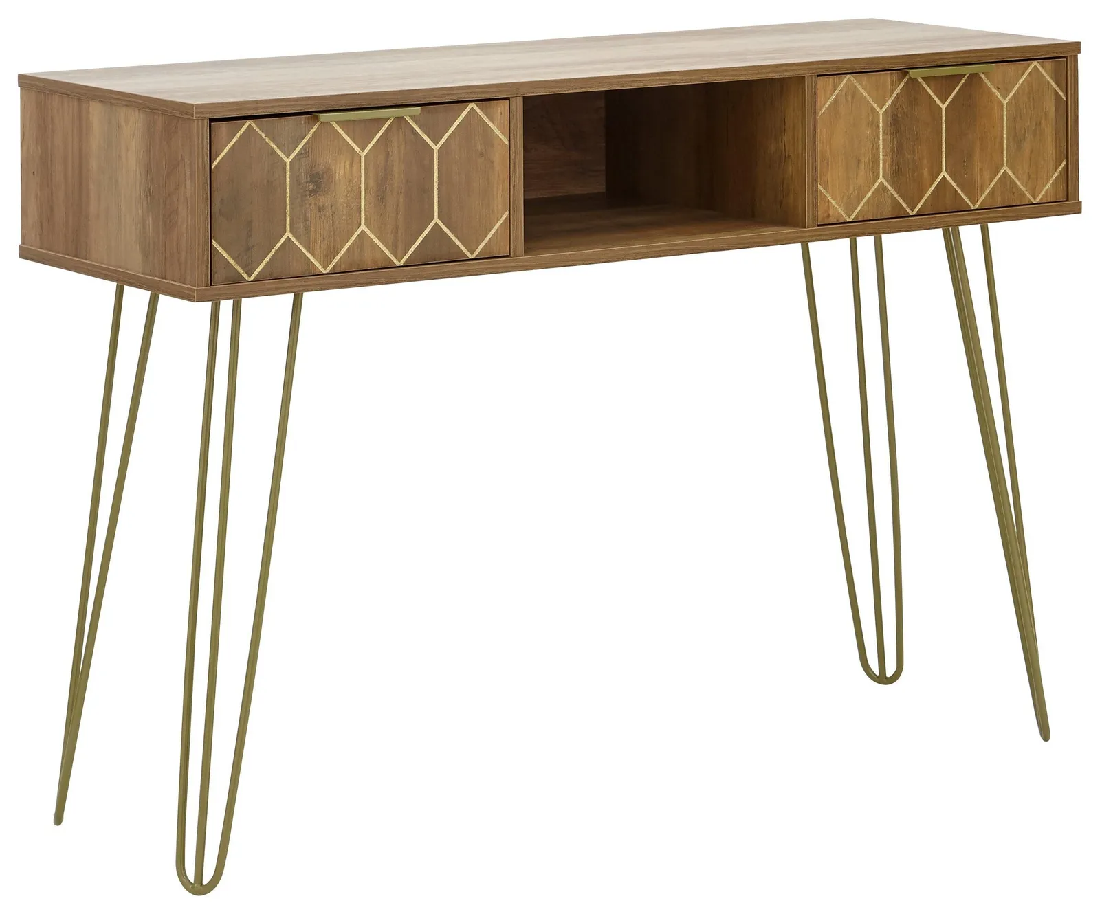GFW Orleans 2 Drawer Console Desk in Brown 2