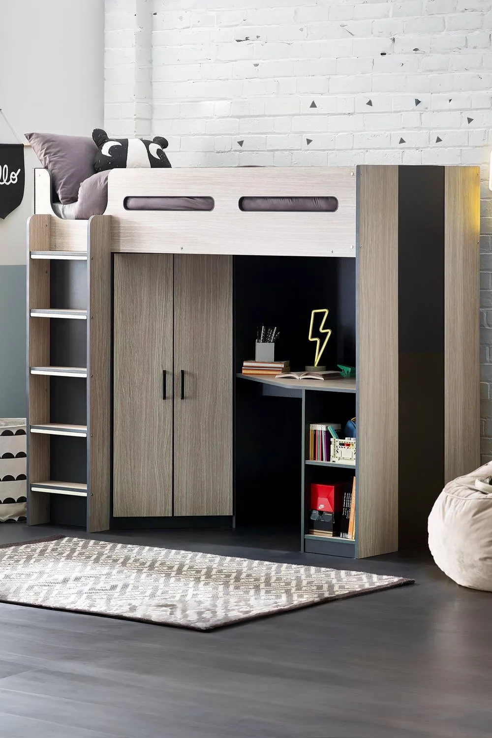 Julian Bowen Hercules Highsleeper Loft Bed with Desk in Natural 1