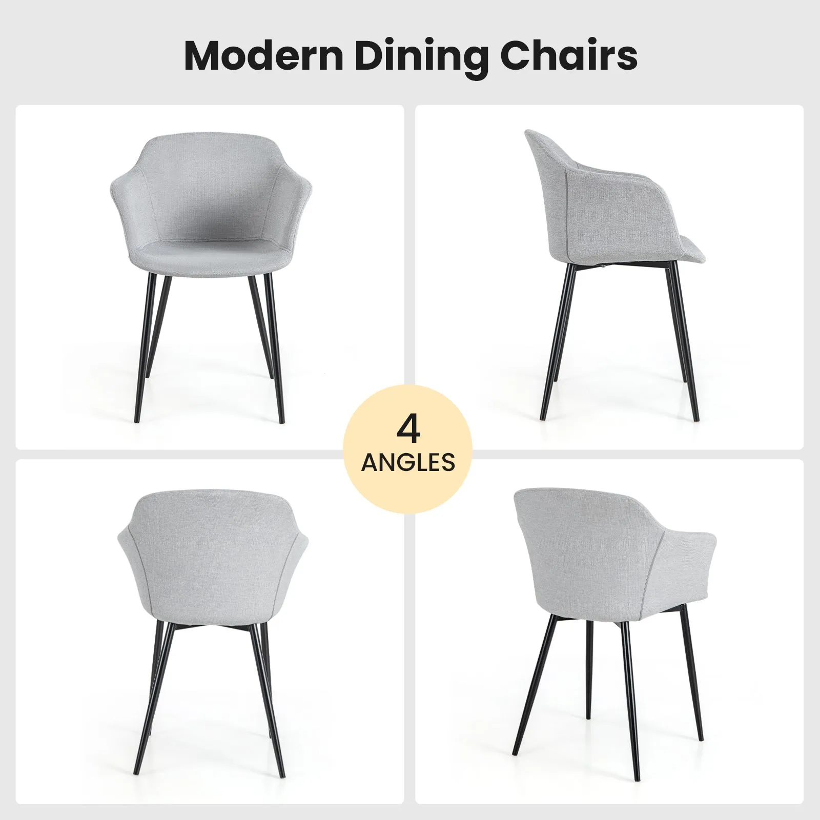 Costway Set of 2 Dining Chairs Upholstered Armless Accent Chair With Ergonomic Backrest in Off-White 6