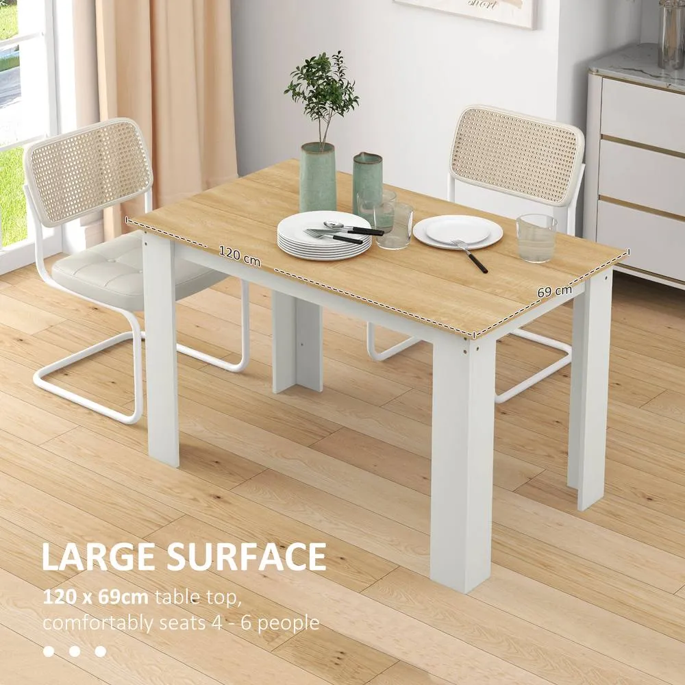 HOMCOM Dining Table for 4-6 People, Wood Effect Tabletop in Natural 5