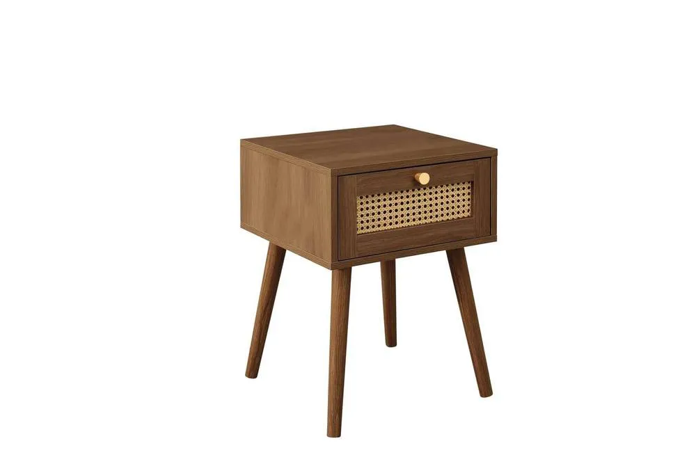 Birlea Pair of Bedside 1 Drawer Cabinet Rattan Croxley Side Table Walnut in Brown 6