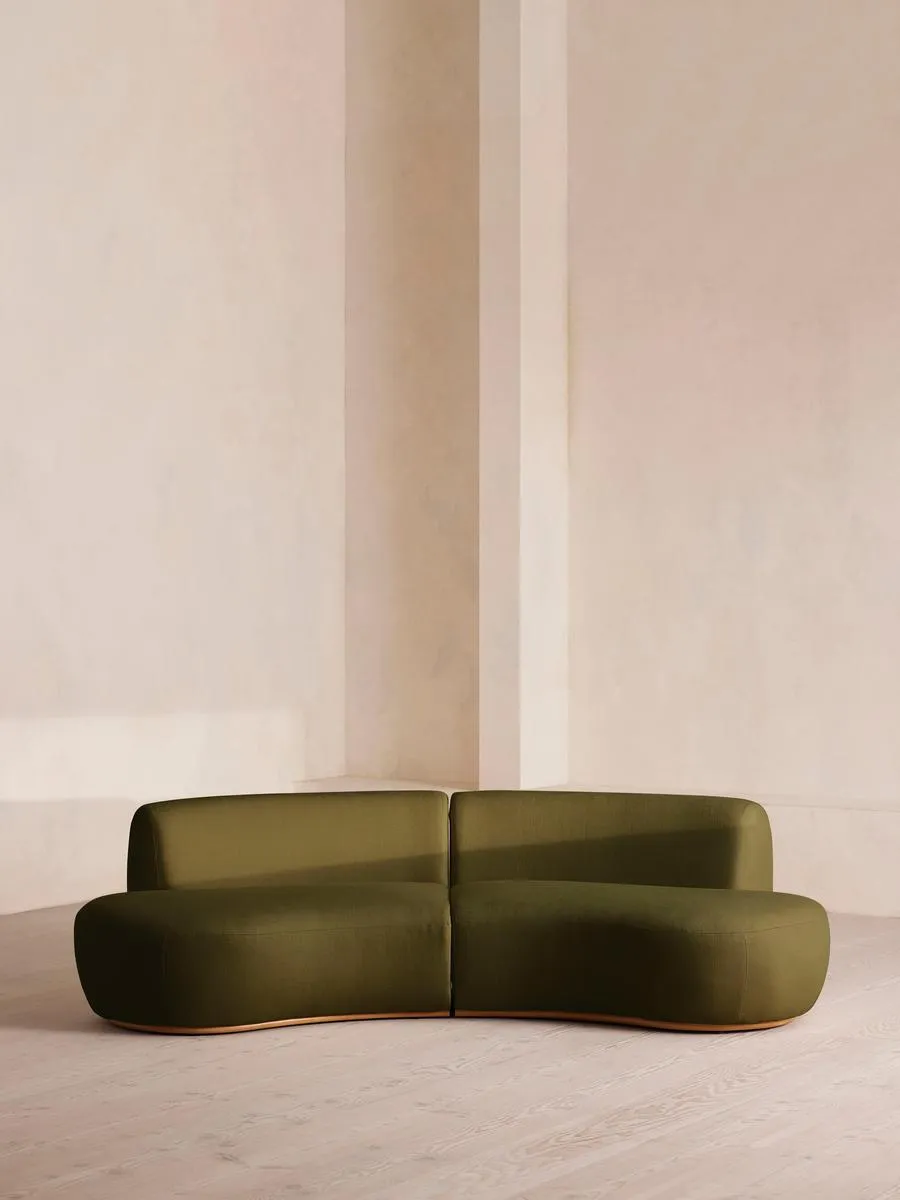 Aline Serpentine Modular Sofa, Three Seater, Linen, Olive