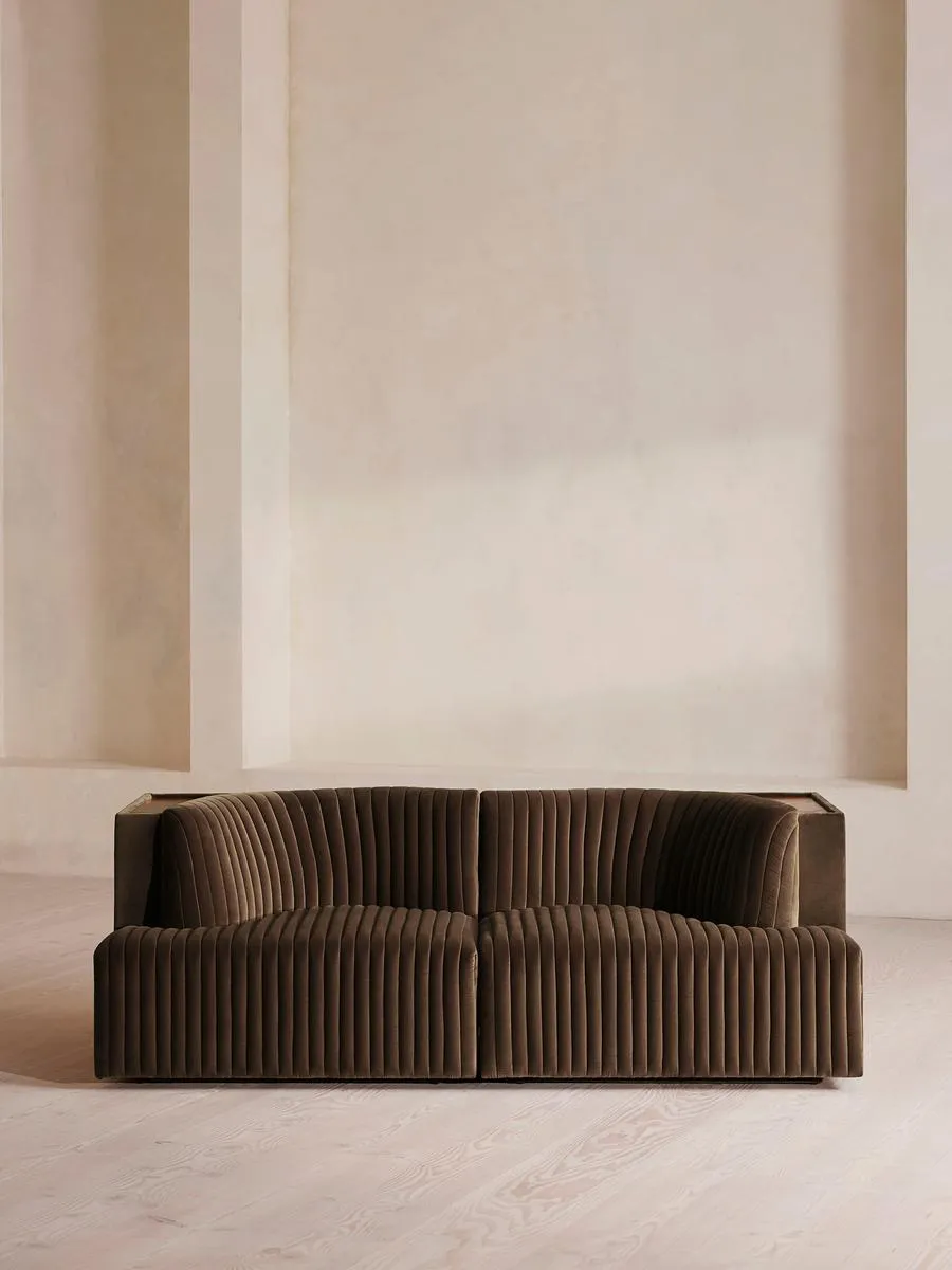 Hamish Modular Sofa, Three Seater, Velvet, Chocolate