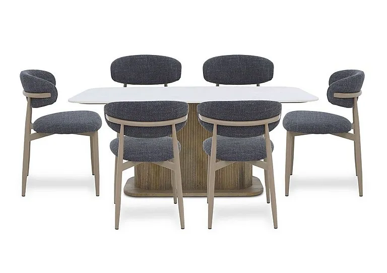 Aimar Rectangular Dining Table and 6 Open Back Chairs - Dark Grey