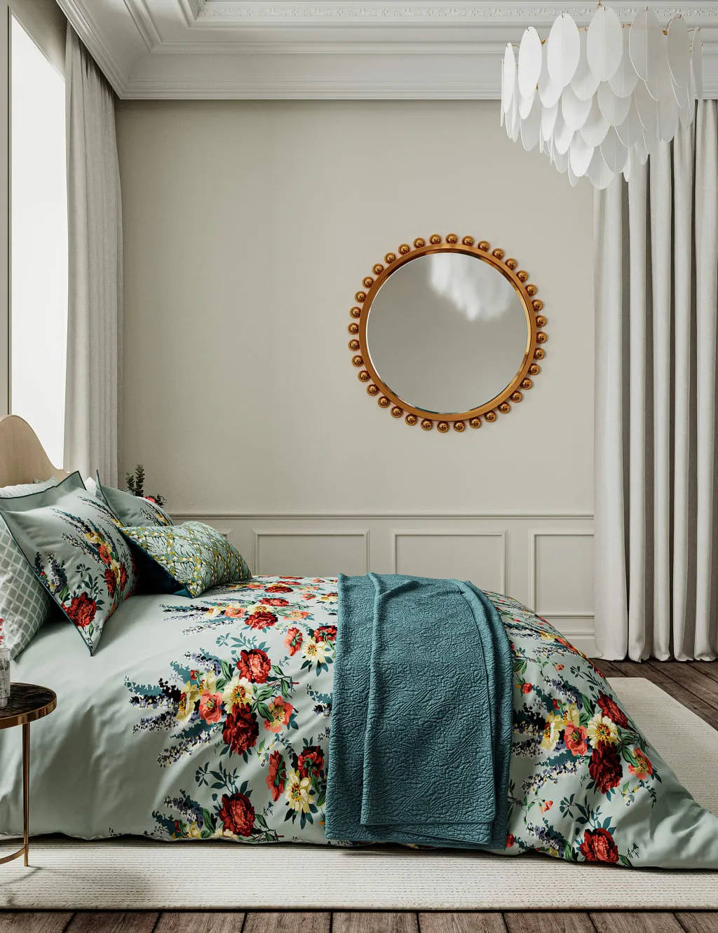 V&A Sateen Botanical Harmony Bedding Set Teal