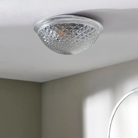 Tropic Faceted Dome Flush Bathroom Ceiling Light 2