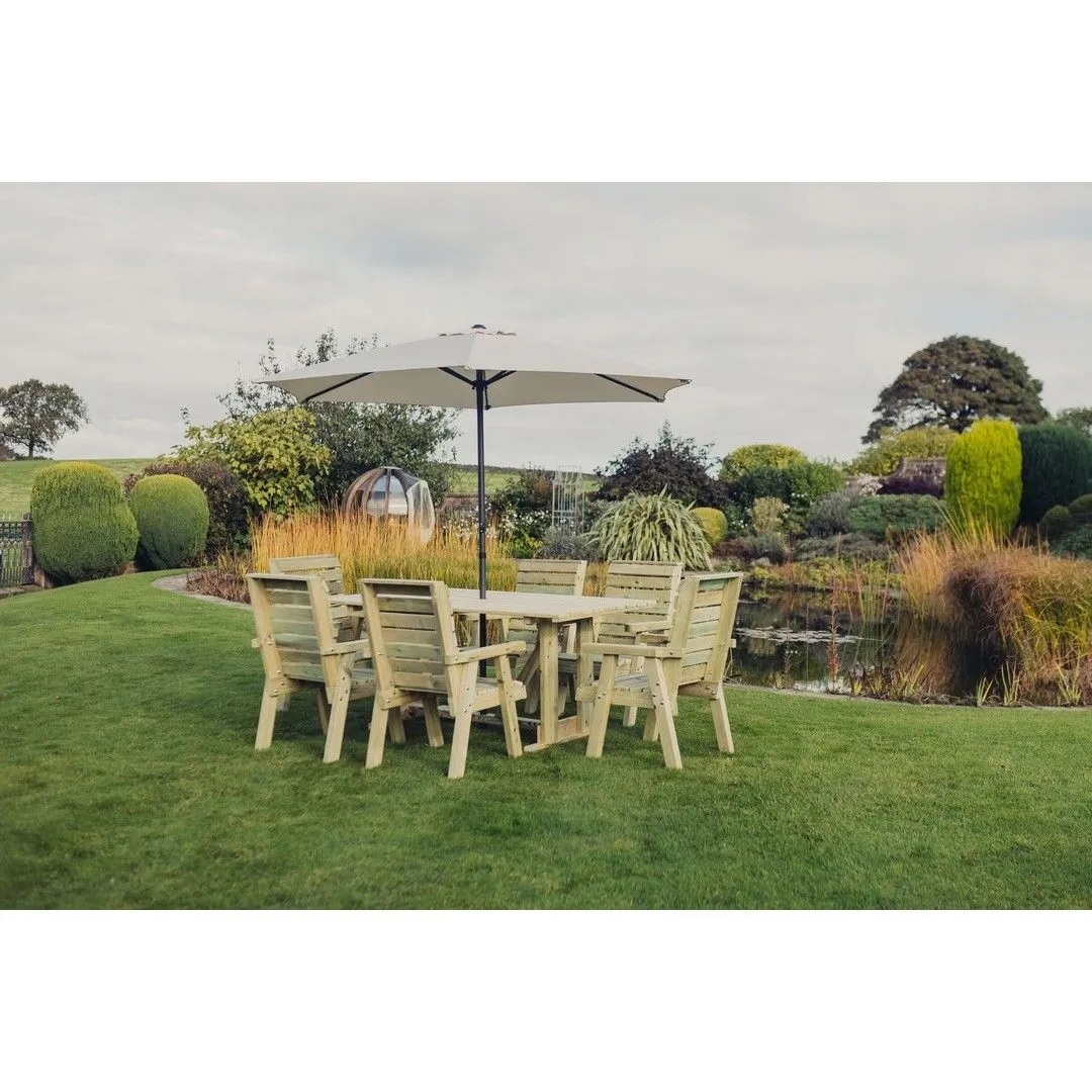 Churnet Valley Garden Furniture Ltd Clover 6 Seater Rectangular Table & Chair Sets - Partially Assembled in Brown 3