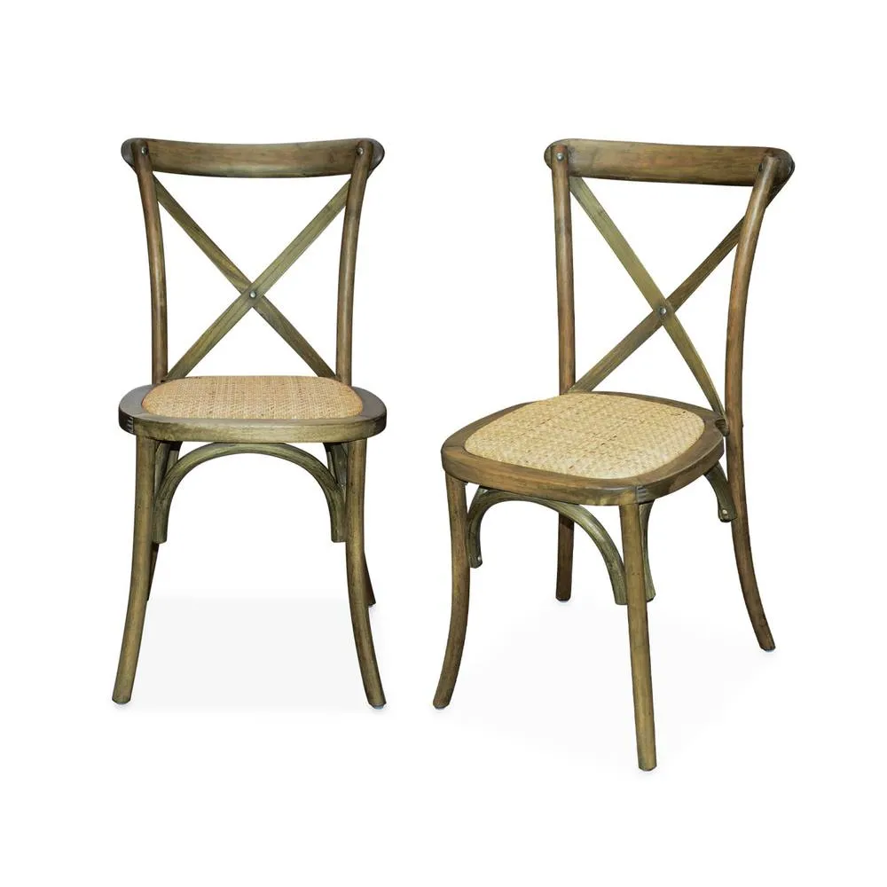 sweeek Set of 2 Vintage Wooden Bistro Chairs in Brown 2