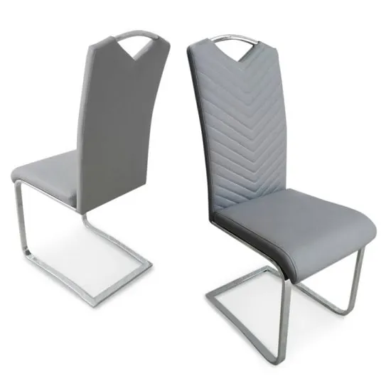 Marconi Dining Chair In Light Grey Faux Leather In A Pair