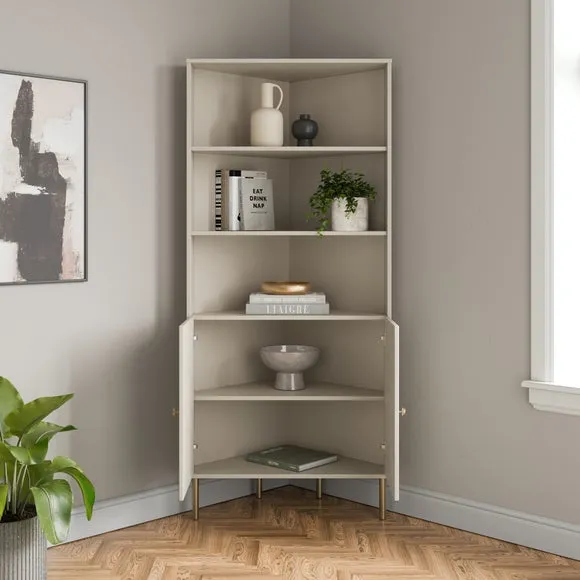 Georgi Corner Ladder Shelving Unit with Storage 2
